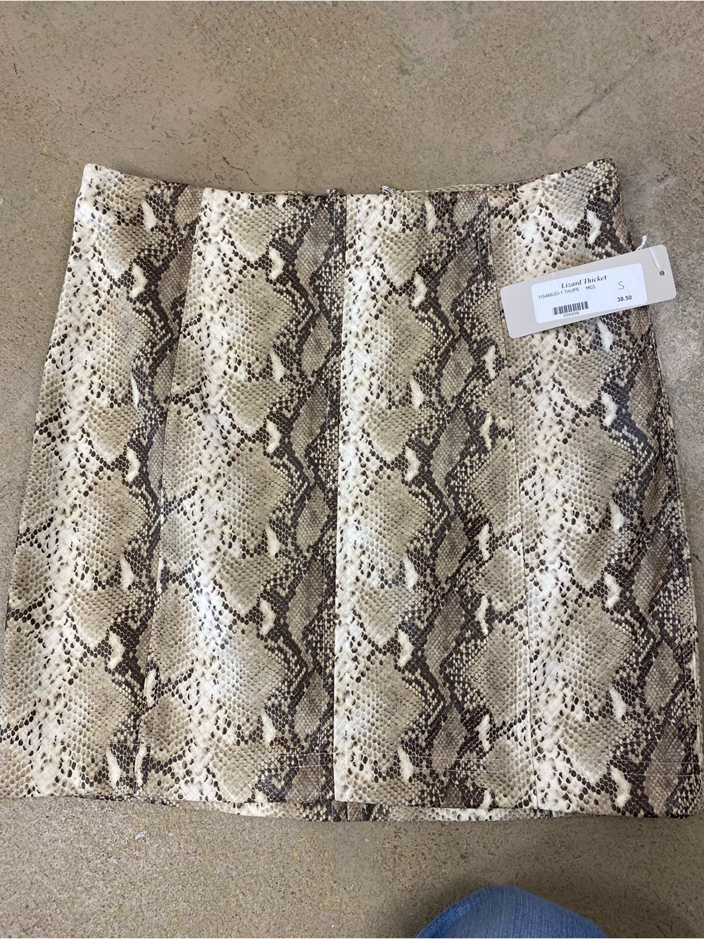 Lizard Thicket Faux Snakeskin Mini Skirt in Beige and Brown